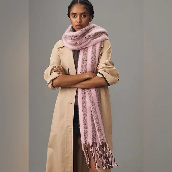 By Anthropologie Brushed Woven Scarf: Vertical Stripe Edition New - Picture 2 of 2